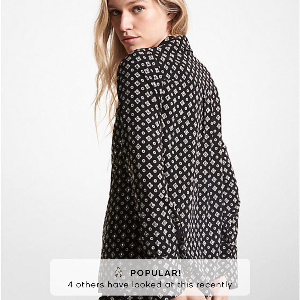 MICHAEL Michael Kors Black and White Geometric Pajama Set - Picture 2 of 10